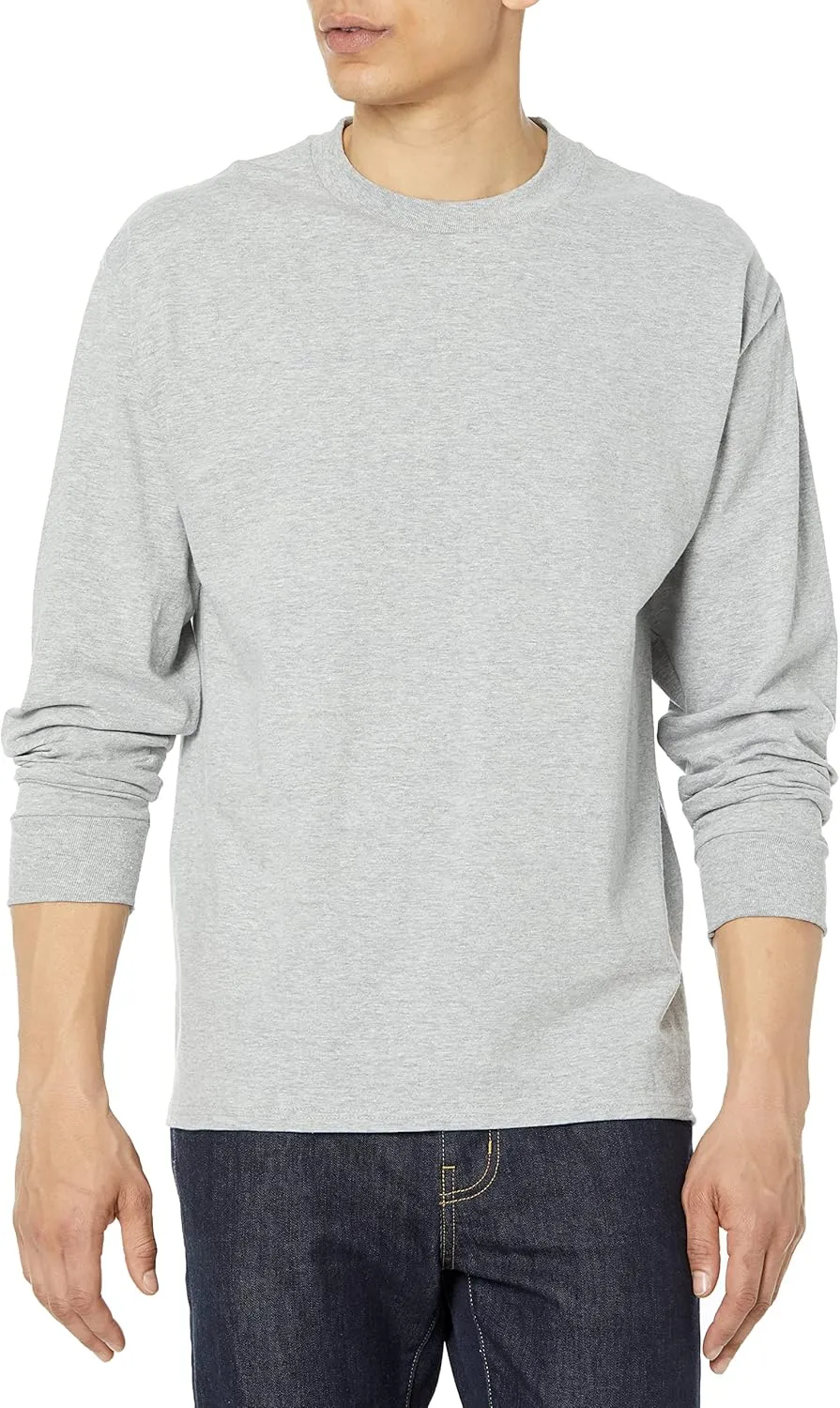 Hanes mens Hanes Men's Beefy Heavyweight Long Sleeve T-shirt Shirt, Light Steel, XX-Large US
