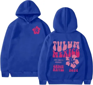 Heevina Pink Palm Puff Hoodie Hoodies For Women Tulum Mexico Surs Sunsets Memories Catch Wayes Funny Hoodie Pockets