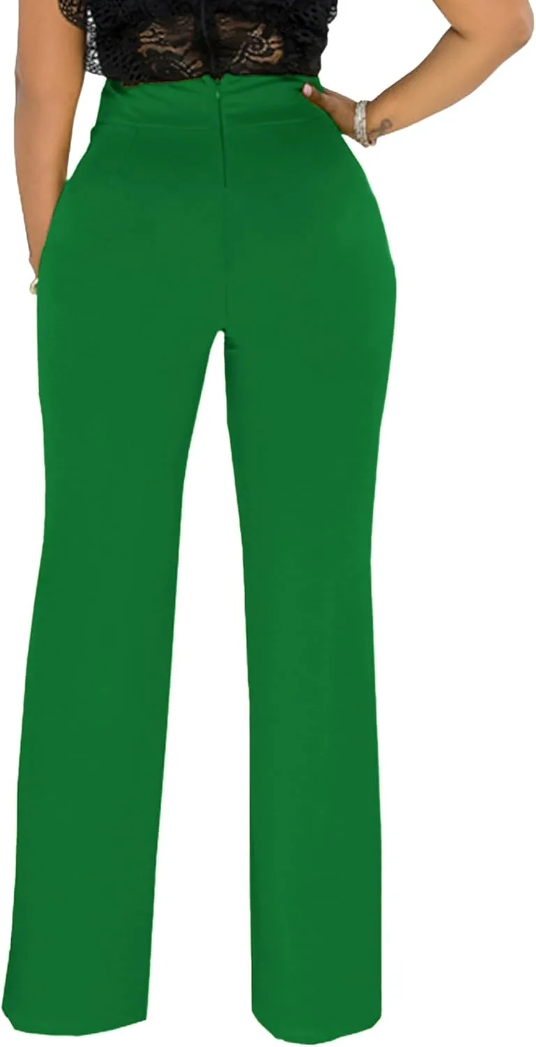 Hoefirm Work Pants for Women Business Casual Stretch Tall Straight Leg Slacks High Waisted Yoga Dress Pants