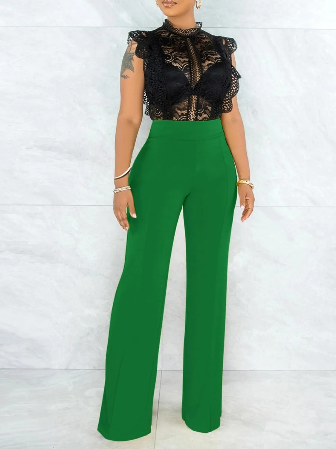 Hoefirm Work Pants for Women Business Casual Stretch Tall Straight Leg Slacks High Waisted Yoga Dress Pants
