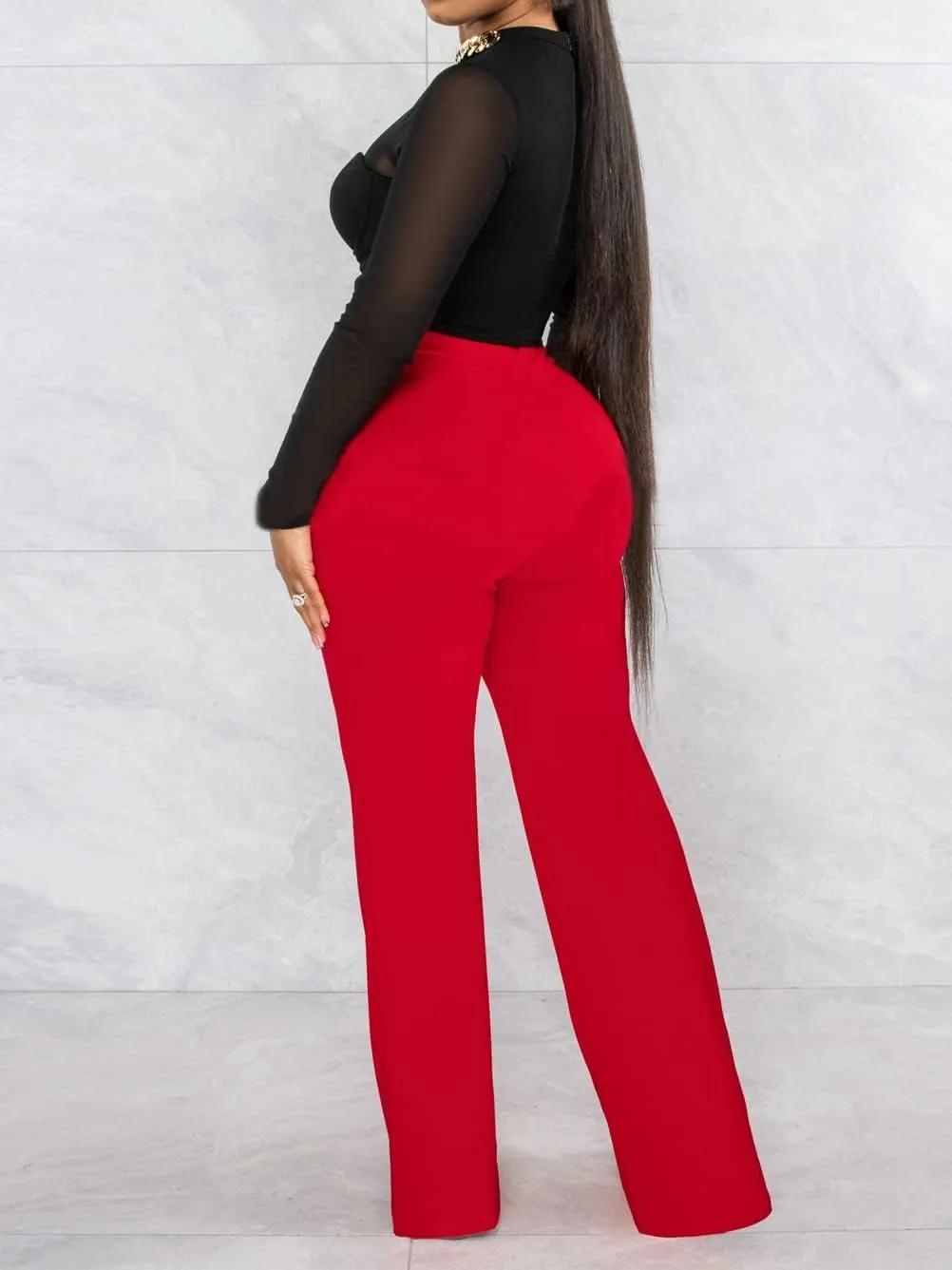 Hoefirm Work Pants for Women Business Casual Stretch Tall Straight Leg Slacks High Waisted Yoga Dress Pants