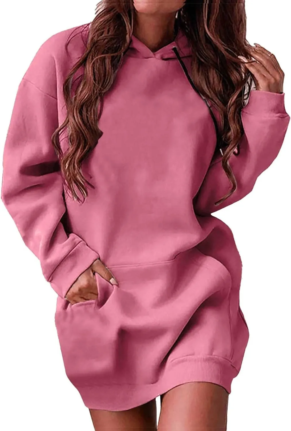 Hoodie Dress for Women 2025 Plus Size Trendy Comfy Long Sleeve Spring Sweatshirts Casual Cute Pullover with Pockets