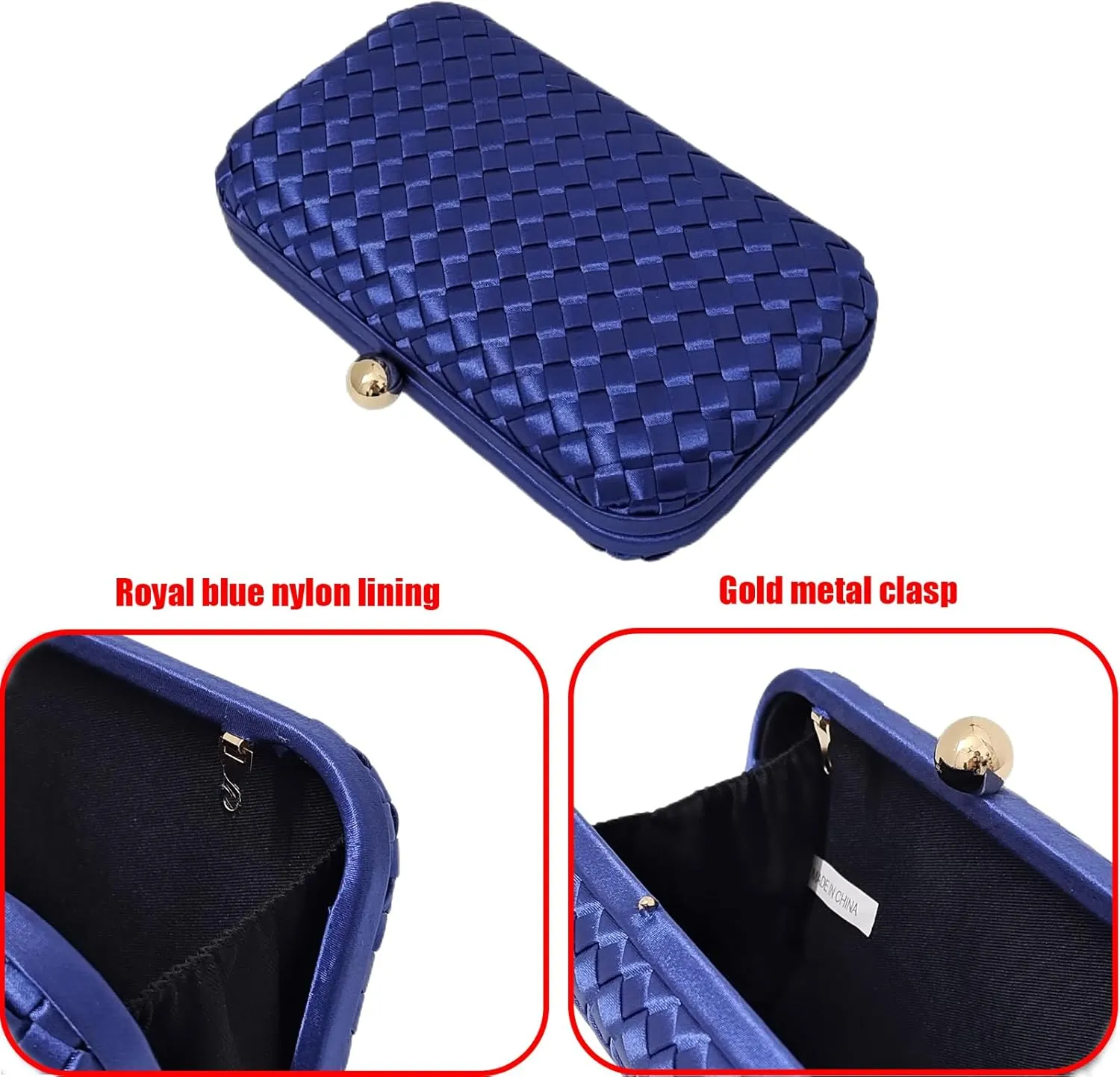 HUANG ZHUANG Handmade Woven Fabric Clutch Purse for Women Artificial Silk Crossbody handbag Banquet Dress Evening Bags