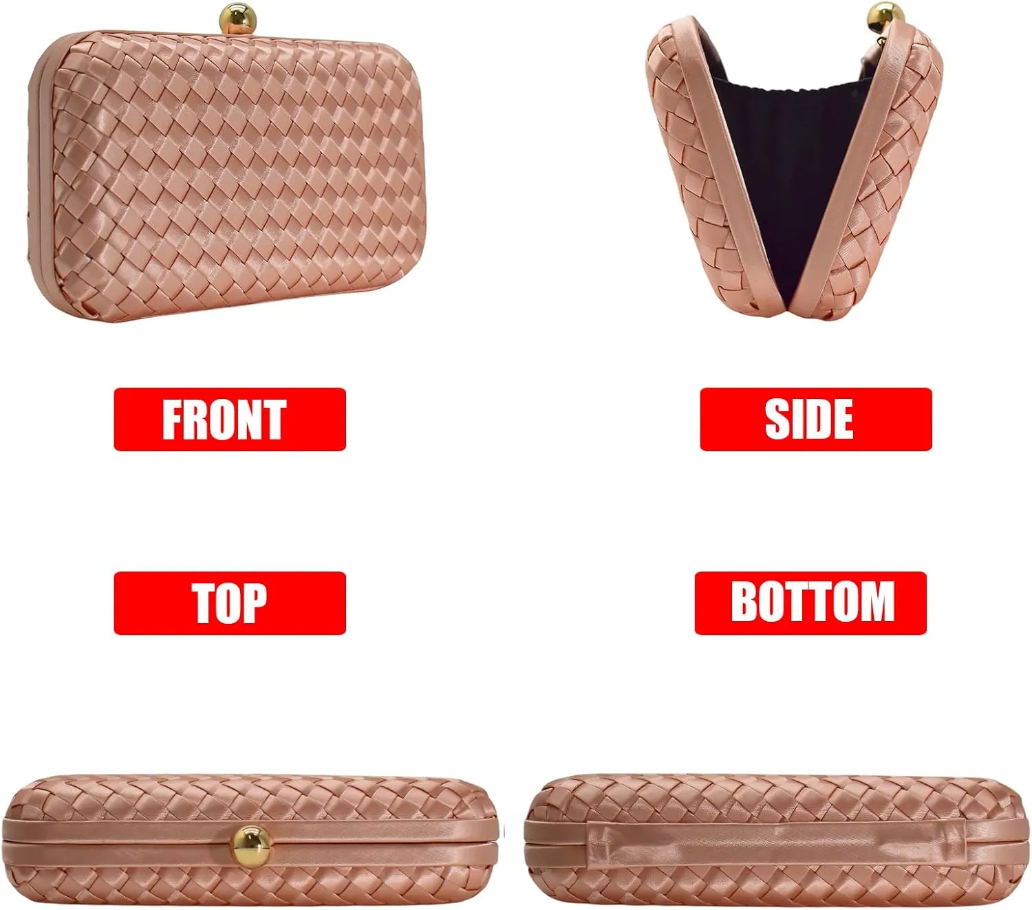 HUANG ZHUANG Handmade Woven Fabric Clutch Purse for Women Artificial Silk Crossbody handbag Banquet Dress Evening Bags