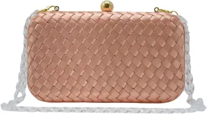 HUANG ZHUANG Handmade Woven Fabric Clutch Purse for Women Artificial Silk Crossbody handbag Banquet Dress Evening Bags