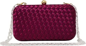 HUANG ZHUANG Handmade Woven Fabric Clutch Purse for Women Artificial Silk Crossbody handbag Banquet Dress Evening Bags