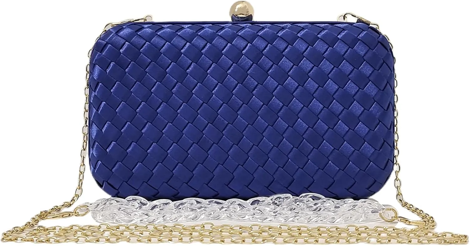 HUANG ZHUANG Handmade Woven Fabric Clutch Purse for Women Artificial Silk Crossbody handbag Banquet Dress Evening Bags