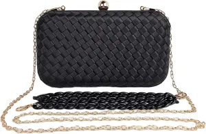 HUANG ZHUANG Handmade Woven Fabric Clutch Purse for Women Artificial Silk Crossbody handbag Banquet Dress Evening Bags