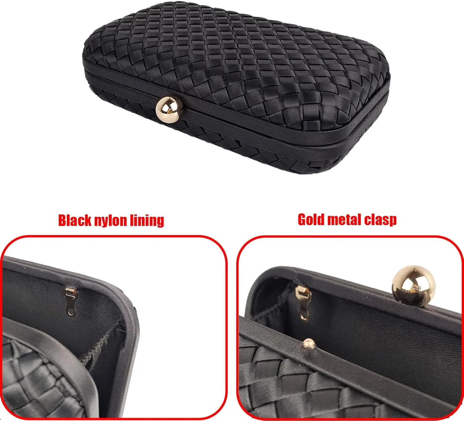 HUANG ZHUANG Handmade Woven Fabric Clutch Purse for Women Artificial Silk Crossbody handbag Banquet Dress Evening Bags