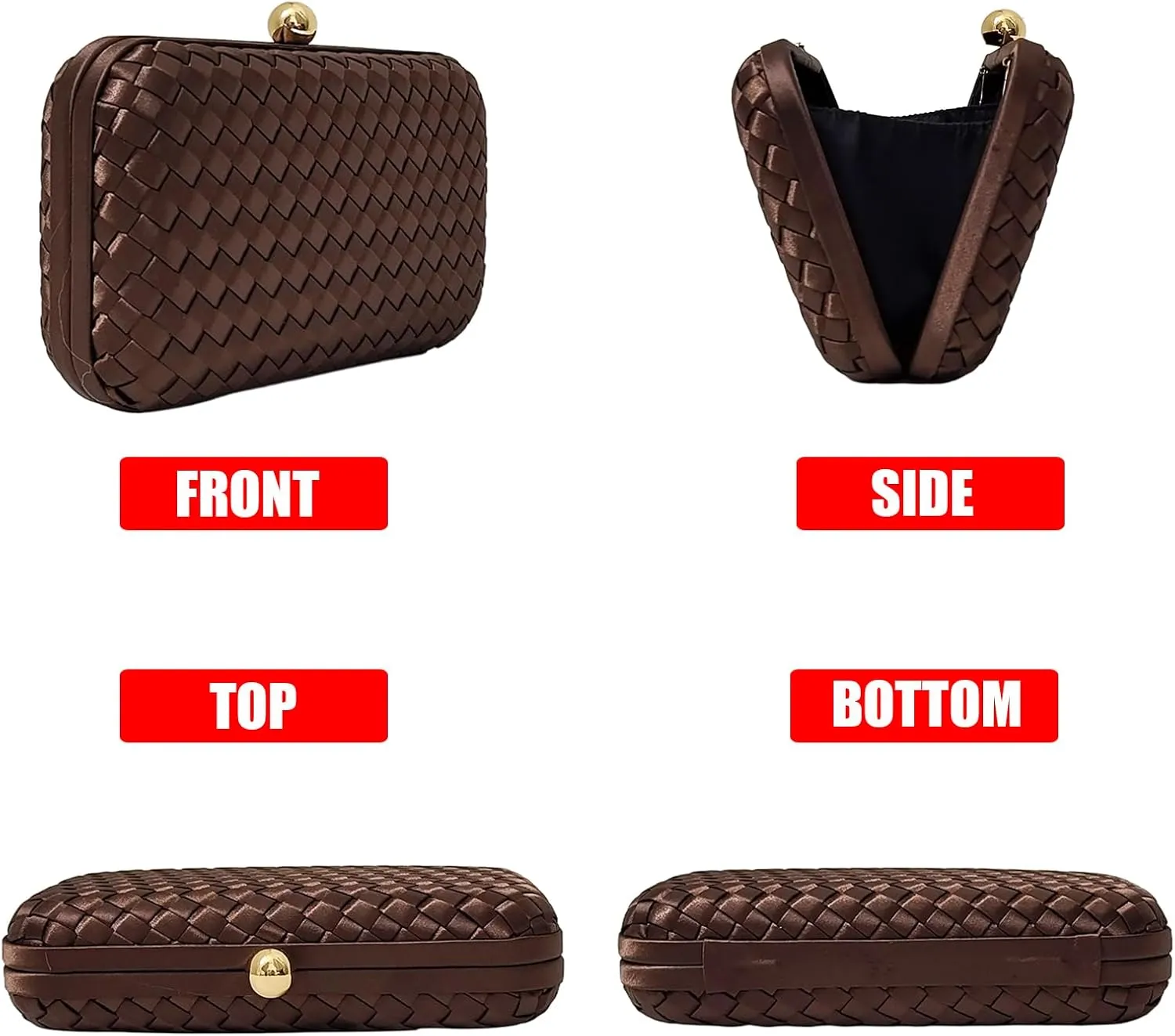HUANG ZHUANG Handmade Woven Fabric Clutch Purse for Women Artificial Silk Crossbody handbag Banquet Dress Evening Bags