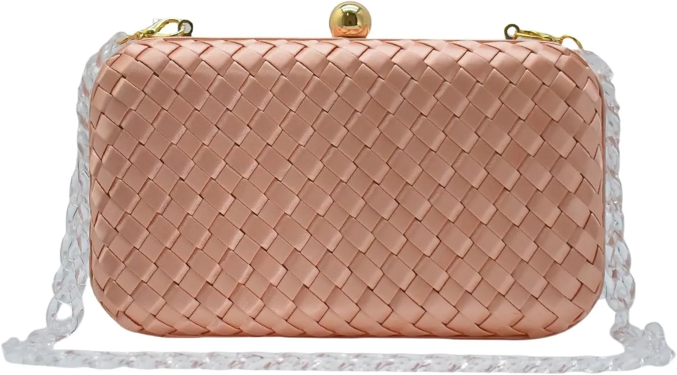 HUANG ZHUANG Handmade Woven Fabric Clutch Purse for Women Artificial Silk Crossbody handbag Banquet Dress Evening Bags