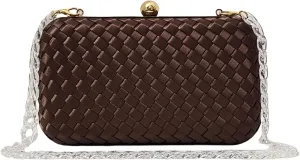 HUANG ZHUANG Handmade Woven Fabric Clutch Purse for Women Artificial Silk Crossbody handbag Banquet Dress Evening Bags