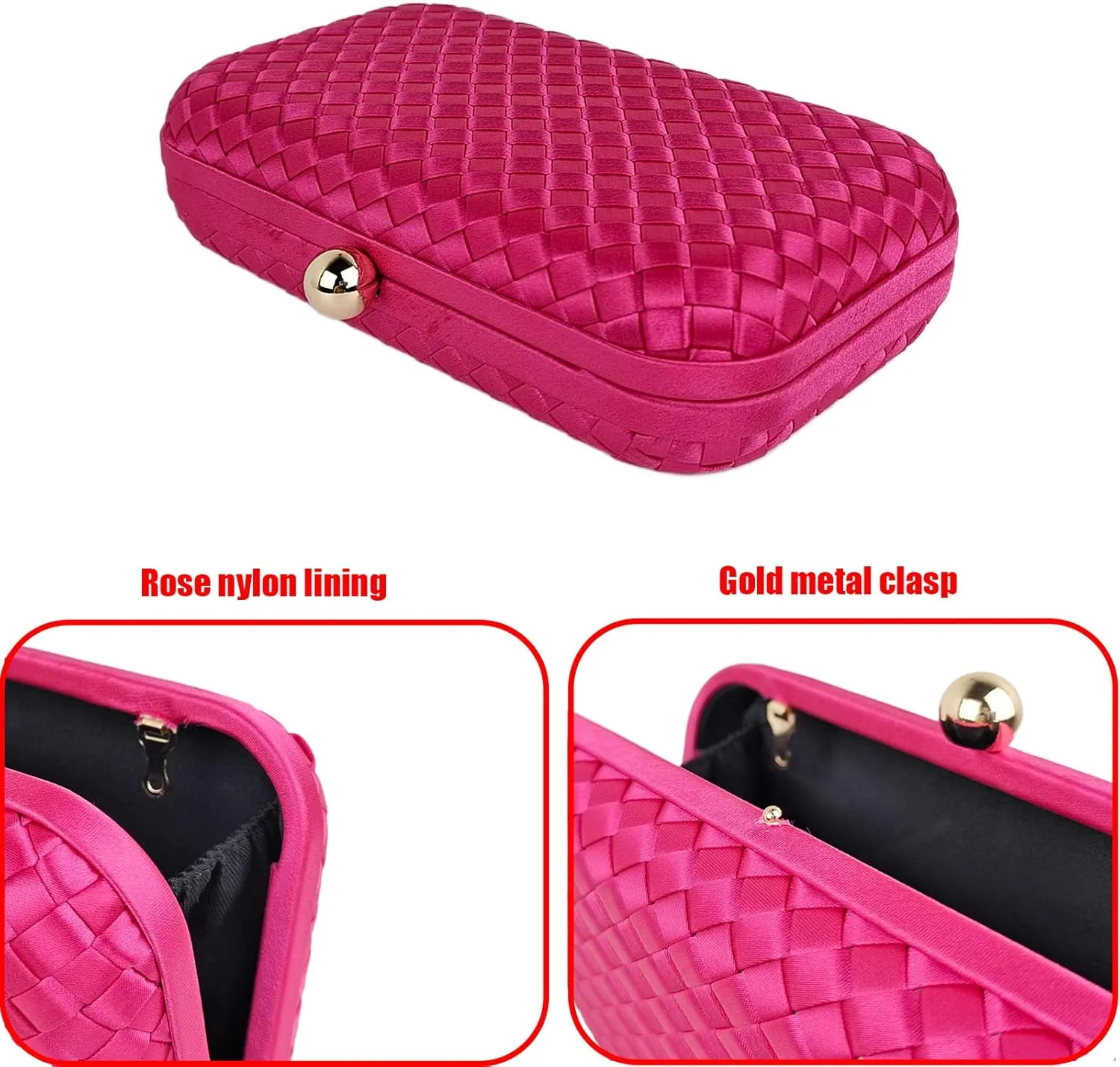 HUANG ZHUANG Handmade Woven Fabric Clutch Purse for Women Artificial Silk Crossbody handbag Banquet Dress Evening Bags