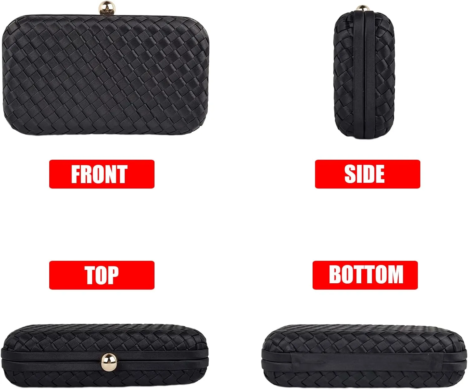 HUANG ZHUANG Handmade Woven Fabric Clutch Purse for Women Artificial Silk Crossbody handbag Banquet Dress Evening Bags