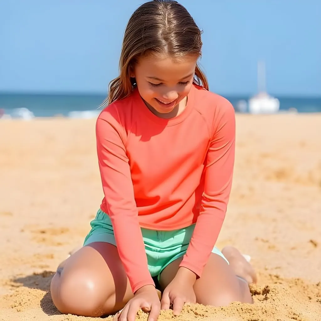 INGEAR Girls Long Sleeve Rash Guard Swim Shirt Outdoor Sports Shirt Lightweight Athletic Tee Protective