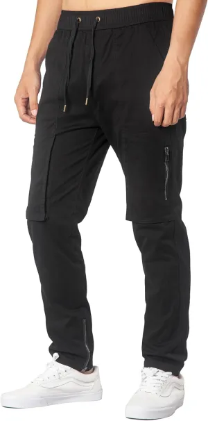 ITALYMORN Slim Fit Khaki Cargo Joggers for Men with Zipper Ankle Stretch Casual Chino Pants