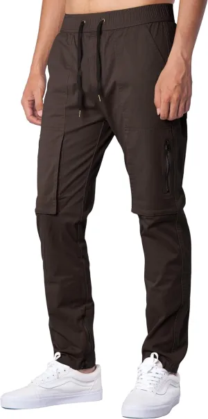 ITALYMORN Slim Fit Khaki Cargo Joggers for Men with Zipper Ankle Stretch Casual Chino Pants