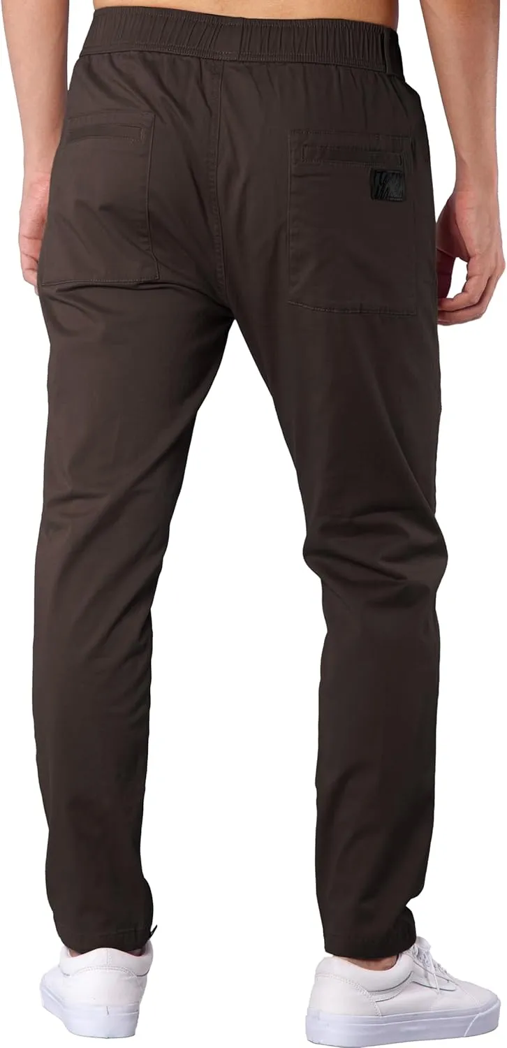 ITALYMORN Slim Fit Khaki Cargo Joggers for Men with Zipper Ankle Stretch Casual Chino Pants