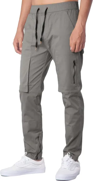 ITALYMORN Slim Fit Khaki Cargo Joggers for Men with Zipper Ankle Stretch Casual Chino Pants