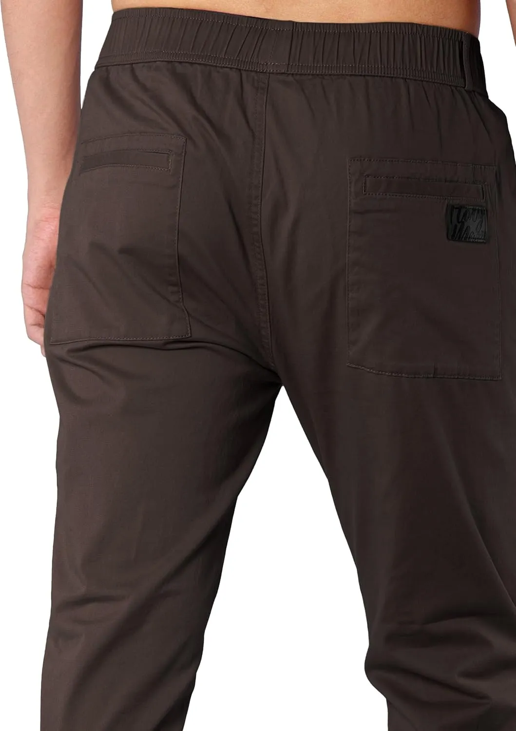 ITALYMORN Slim Fit Khaki Cargo Joggers for Men with Zipper Ankle Stretch Casual Chino Pants