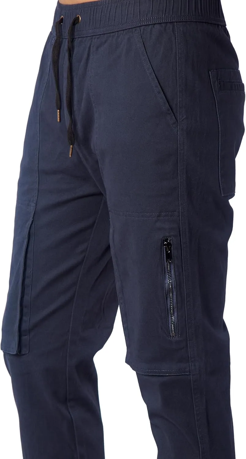 ITALYMORN Slim Fit Khaki Cargo Joggers for Men with Zipper Ankle Stretch Casual Chino Pants