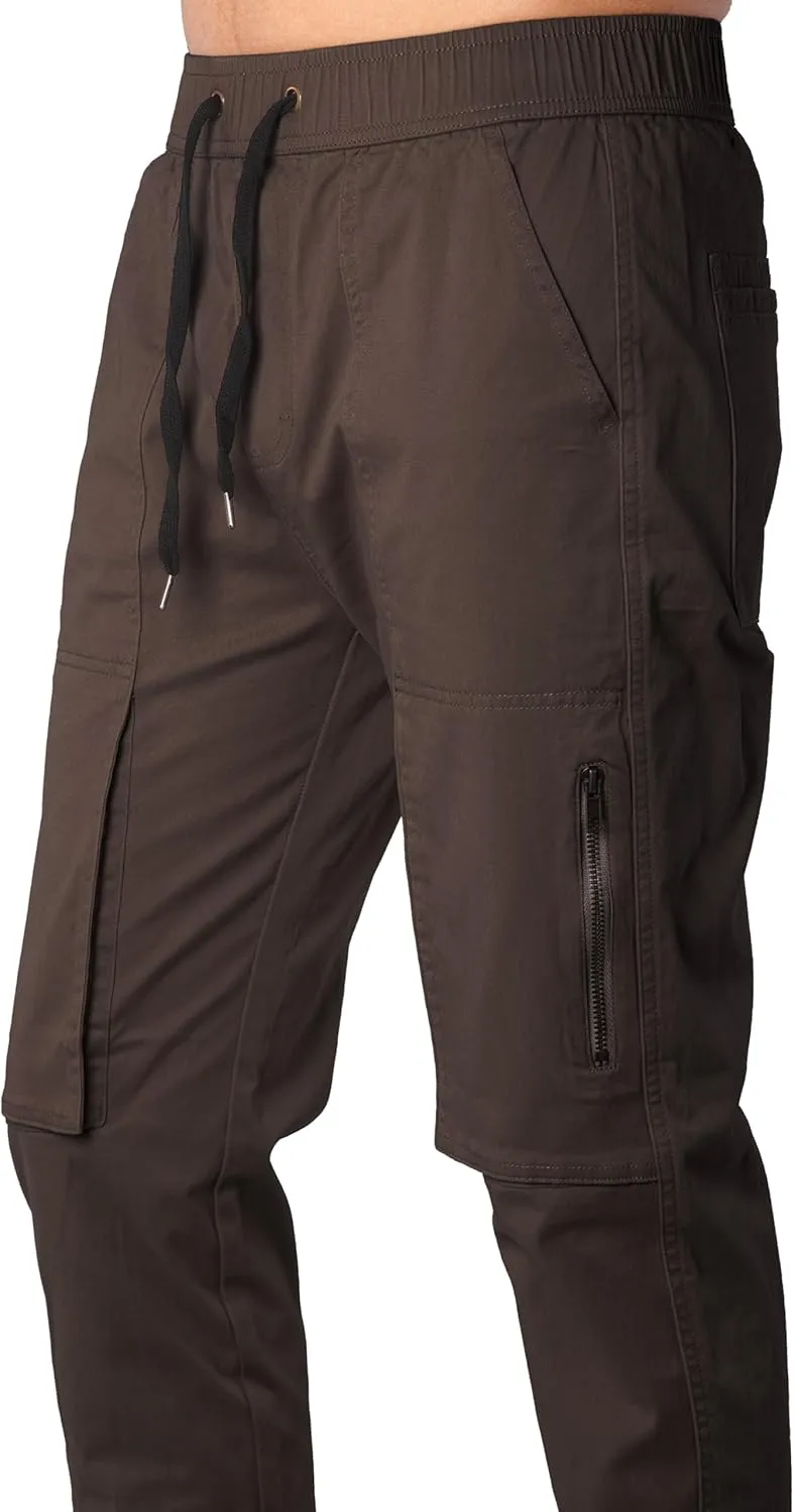 ITALYMORN Slim Fit Khaki Cargo Joggers for Men with Zipper Ankle Stretch Casual Chino Pants
