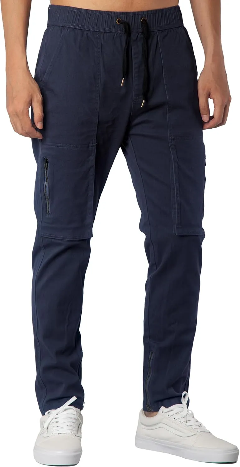 ITALYMORN Slim Fit Khaki Cargo Joggers for Men with Zipper Ankle Stretch Casual Chino Pants