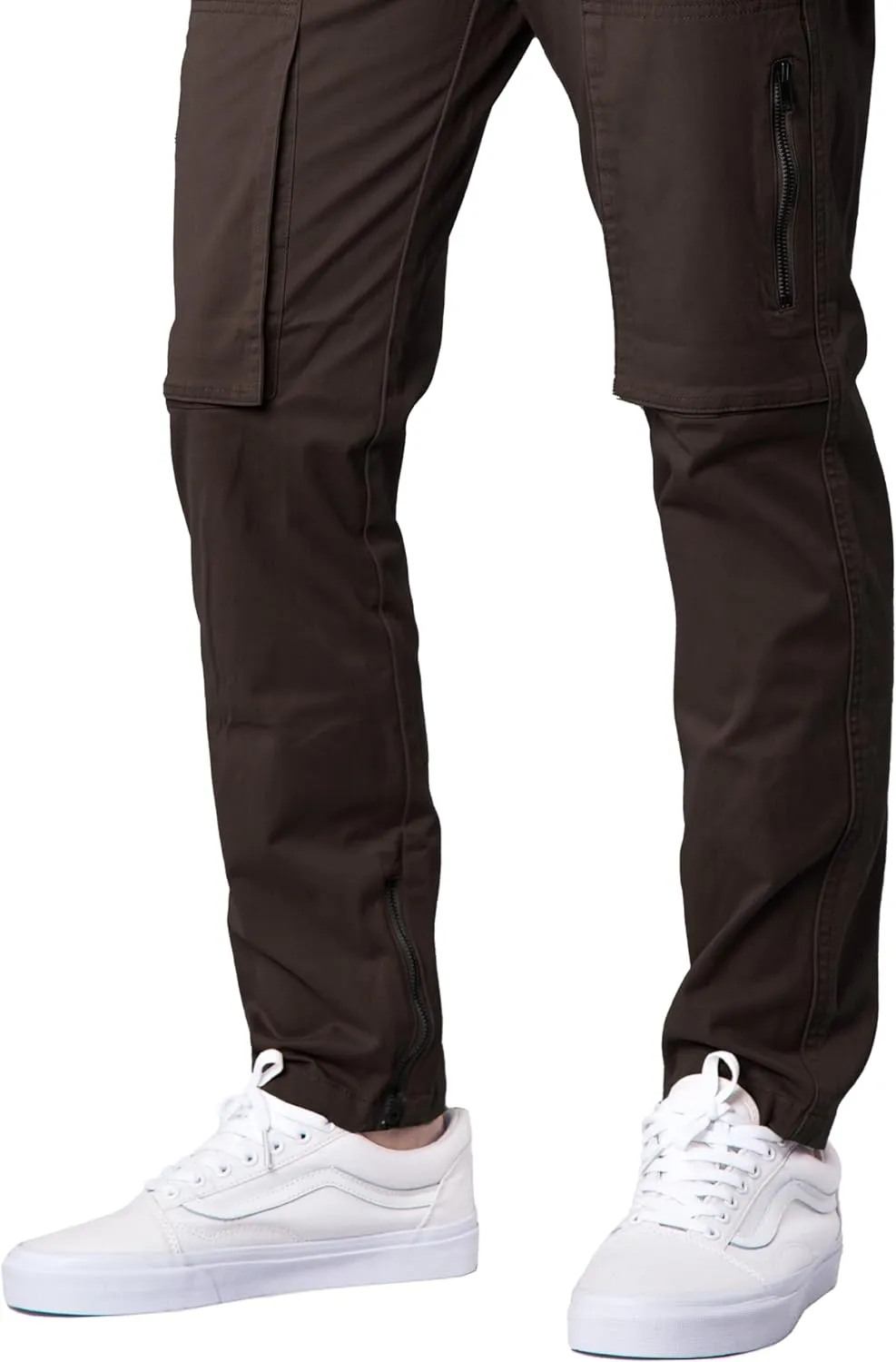 ITALYMORN Slim Fit Khaki Cargo Joggers for Men with Zipper Ankle Stretch Casual Chino Pants