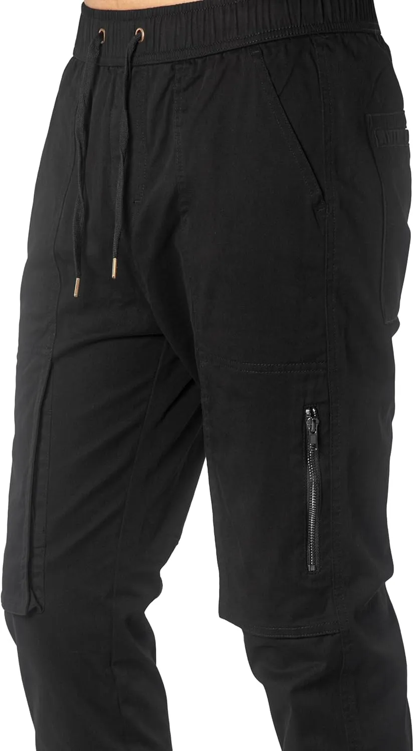 ITALYMORN Slim Fit Khaki Cargo Joggers for Men with Zipper Ankle Stretch Casual Chino Pants