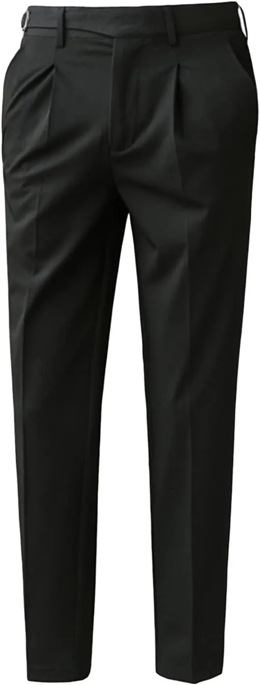 JEShifangjiusu Men's Athletic-Fit Casual Stretch Pant Slim Fit Flat-Front Pants Loose Suit Pants Business Trousers Chino Pant (32,Black), Black, 32