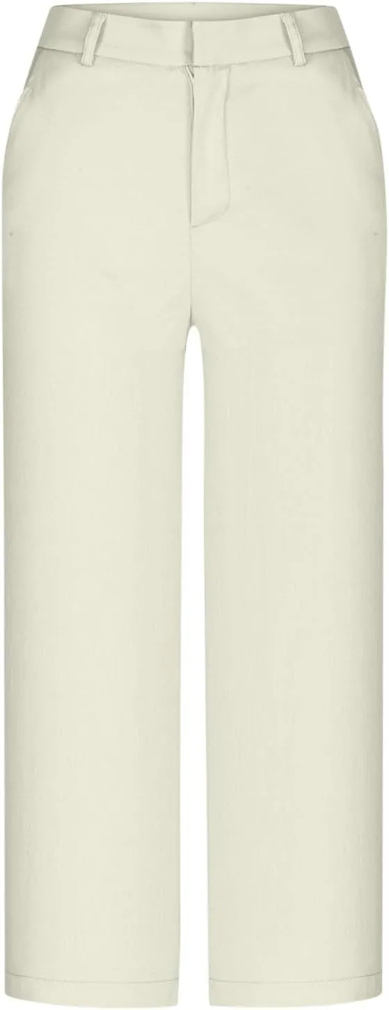 JIEMUXIU Capri Pants for Women Summer 2025 Casual Stretch Pants Loose Comfy Trendy Elastic Waist Cropped Trouser Beach Pants