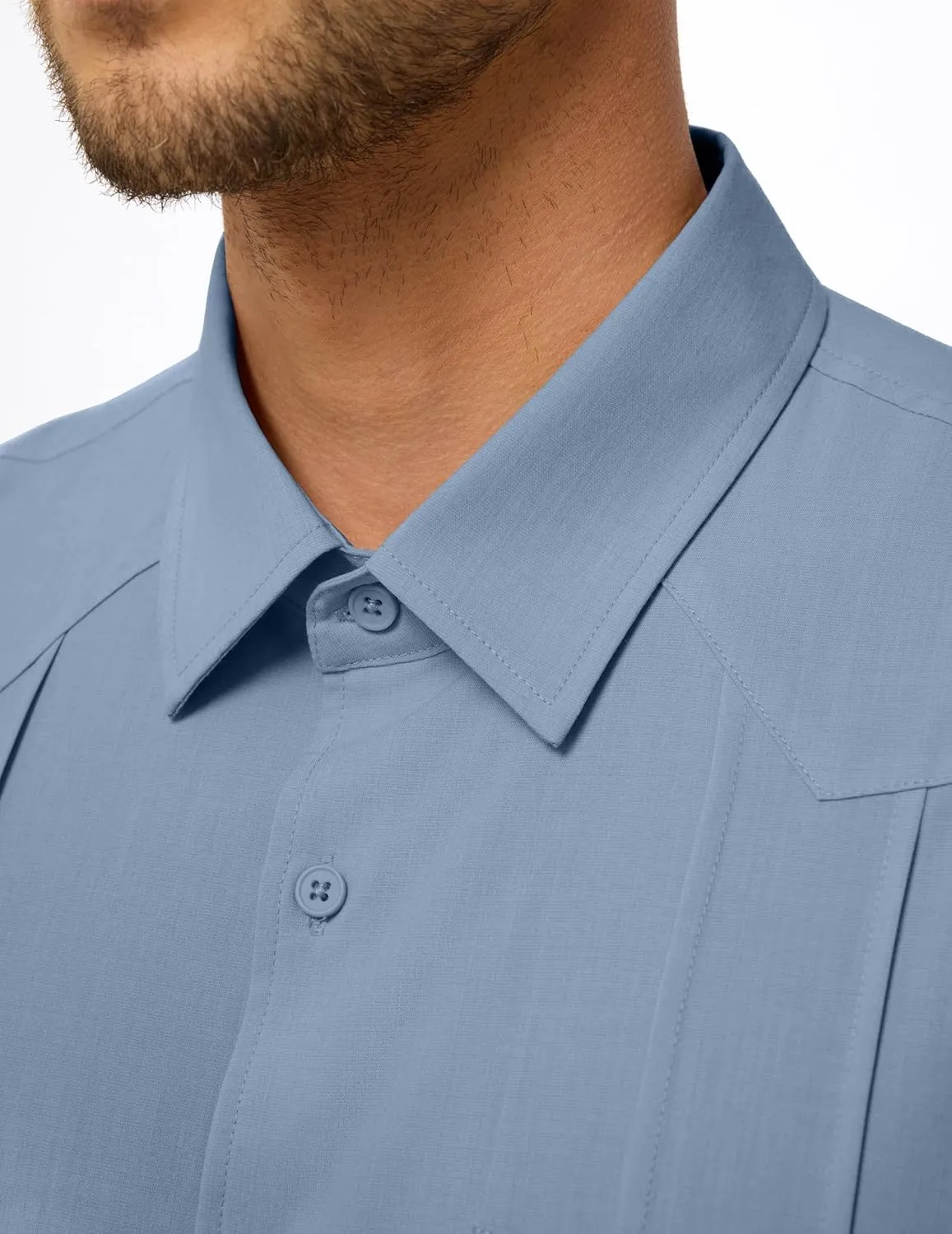 JMIERR Mens Guayabera Shirt Short Sleeves Casual Button Down Shirt Summer Beach Wedding Shirts with Pocket