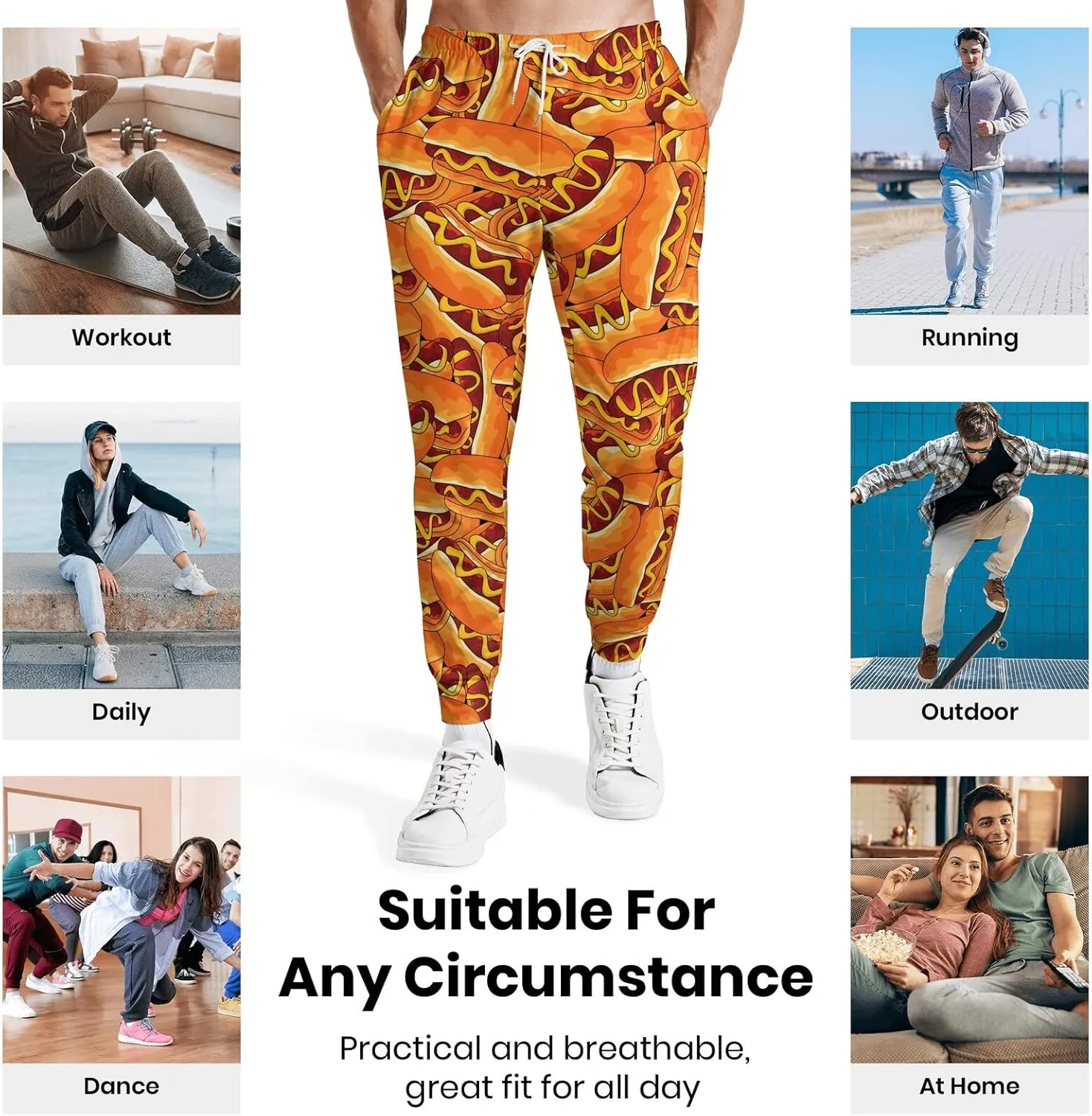 Joggers for Men Funny Pants Casual Track Pants Rave Outfit Athletic Trousers