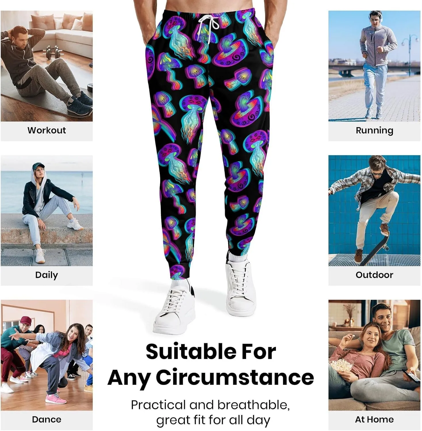 Joggers for Men Funny Pants Casual Track Pants Rave Outfit Athletic Trousers