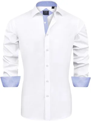 J.VER Men's Casual Long Sleeve Stretch Dress Shirt Wrinkle-Free Regular Fit Button Down Shirts