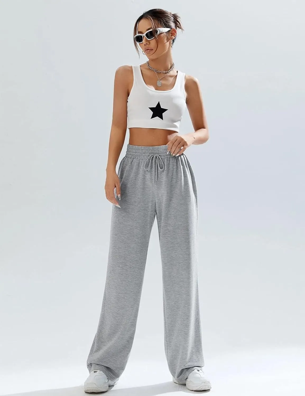 Kiench Teens Girls' Straight Leg Sweatpants High Waisted Baggy Joggers Drawstring