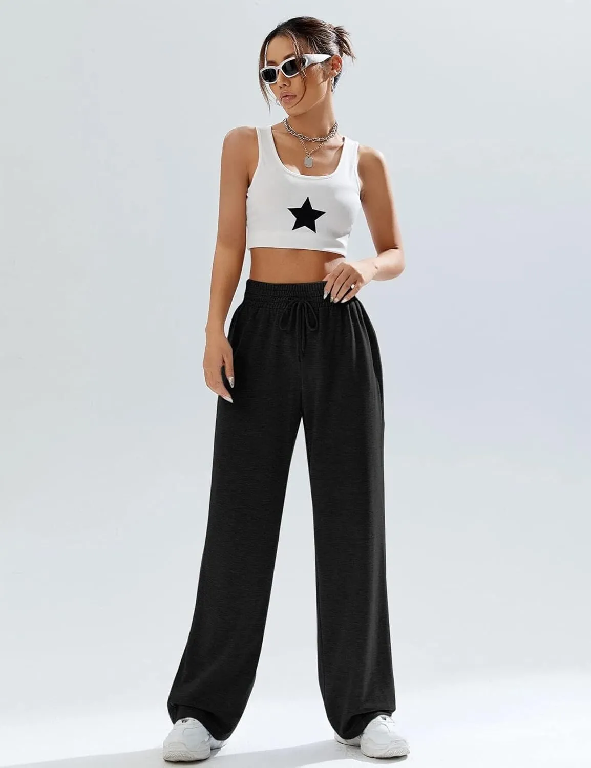 Kiench Teens Girls' Straight Leg Sweatpants High Waisted Baggy Joggers Drawstring
