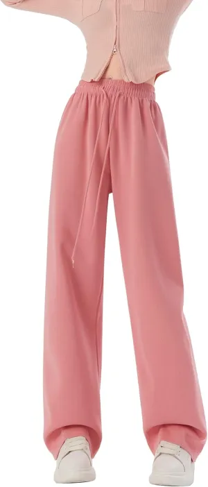 Kiench Teens Girls' Straight Leg Sweatpants High Waisted Baggy Joggers Drawstring