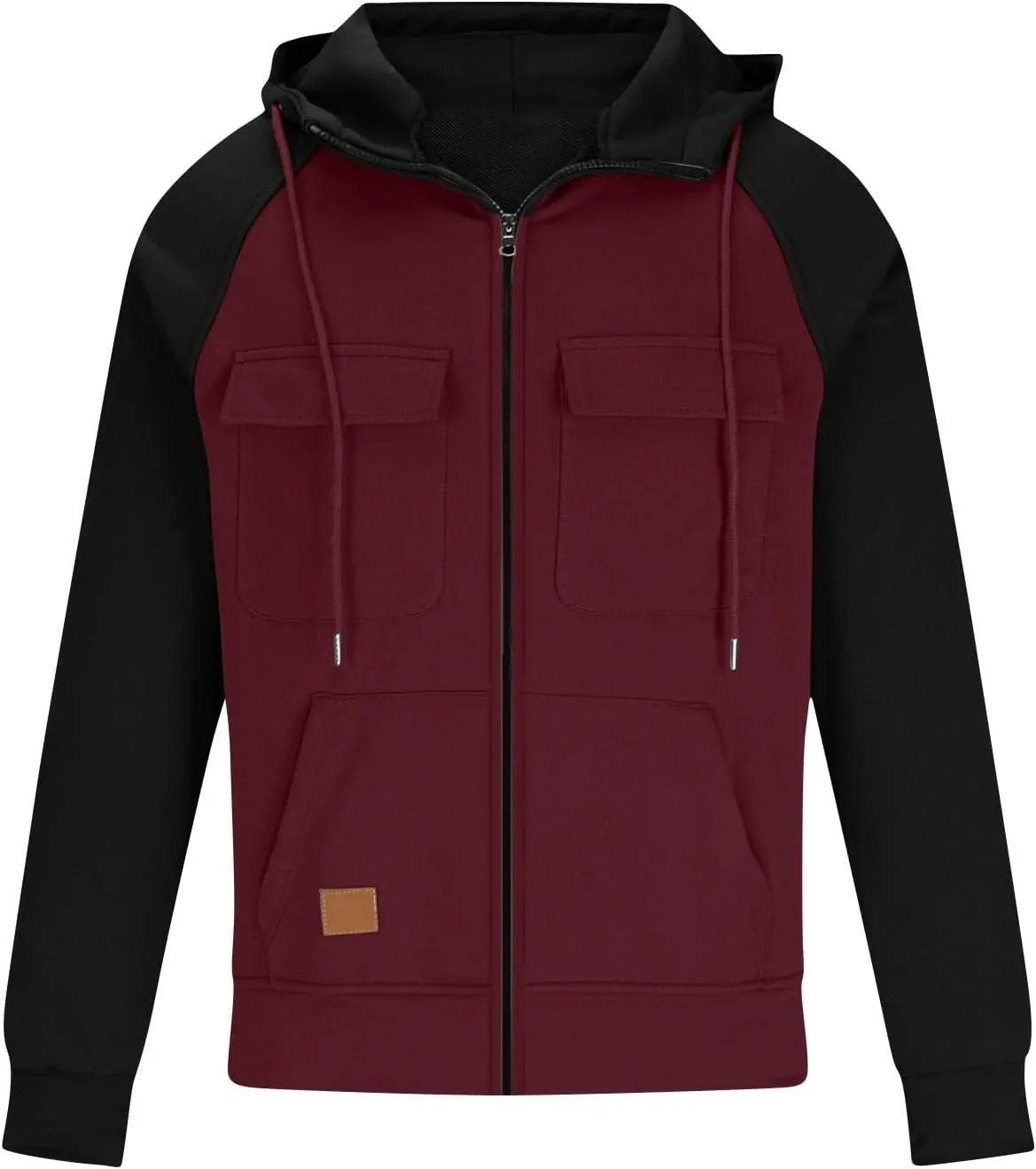 KUIOLYPOER Tactical Hoodies for Men Vintage Zip Up Long Sleeve Pullover Sweatshirt Loose Casual Cargo Hoodies with Pockets