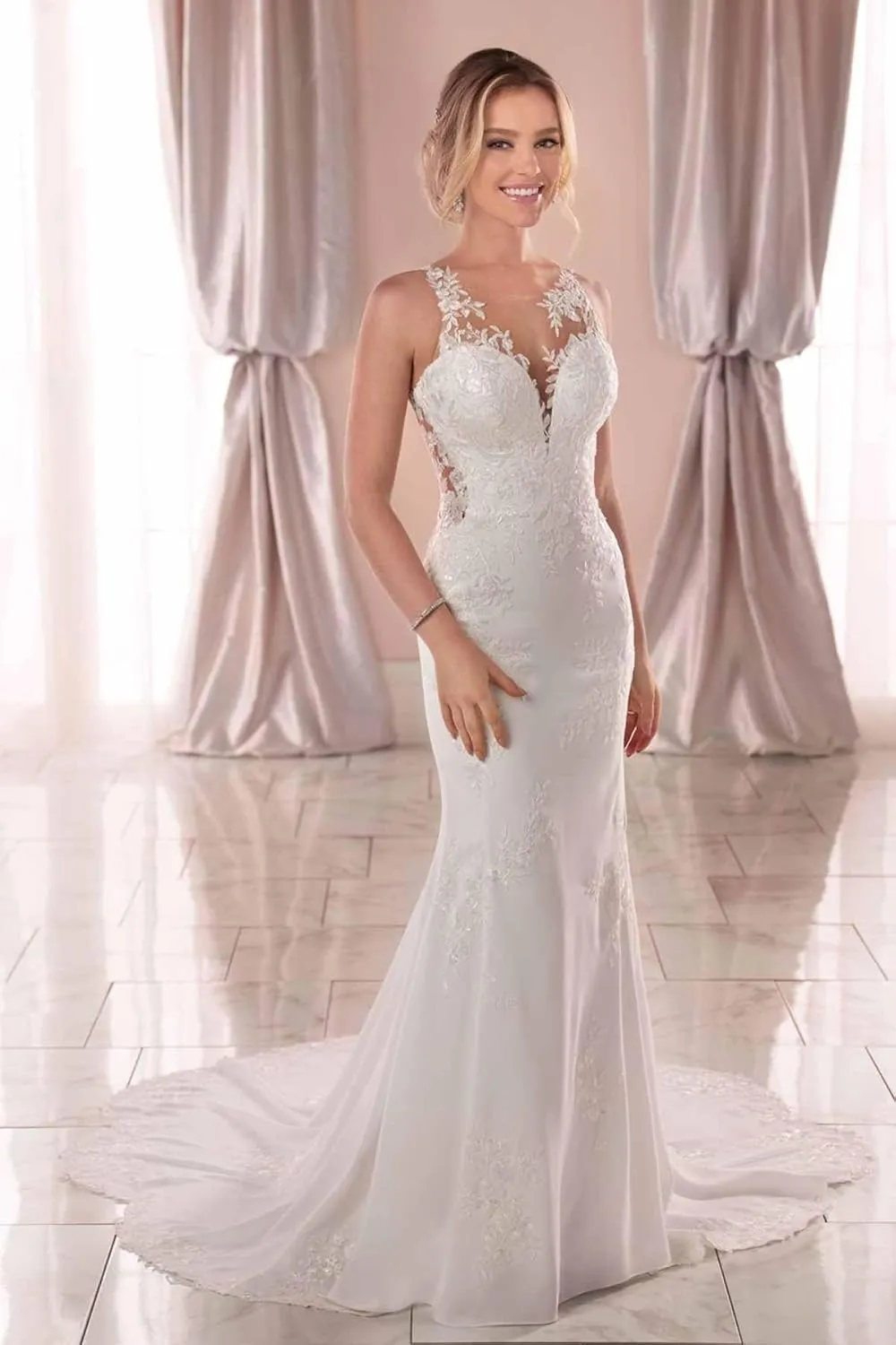 Lace Appliqued Wedding Dresses for Bride 2025 Beach Wedding Bridal Gowns for Women