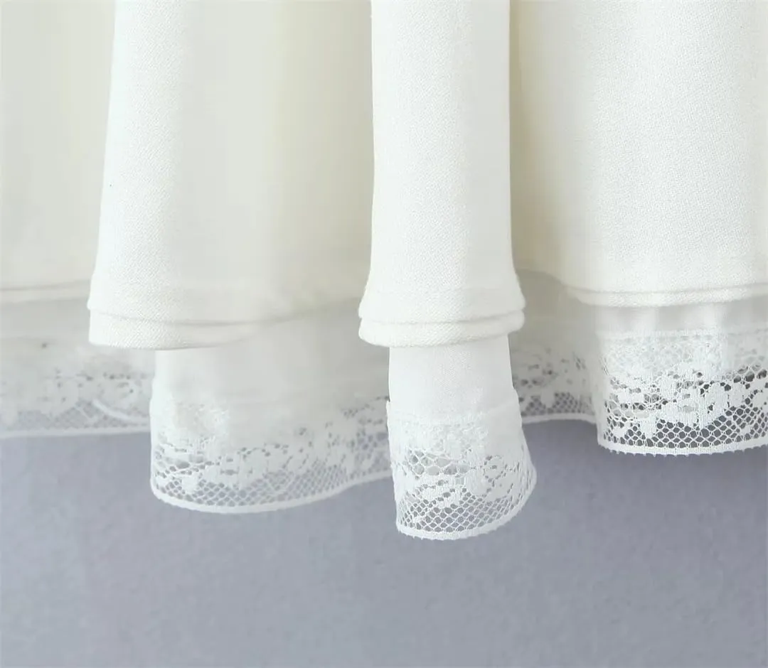 Lace Patchwork Mini Dress for Women Spaghetti Straps Cotton A-Line Slim Dresses Summer