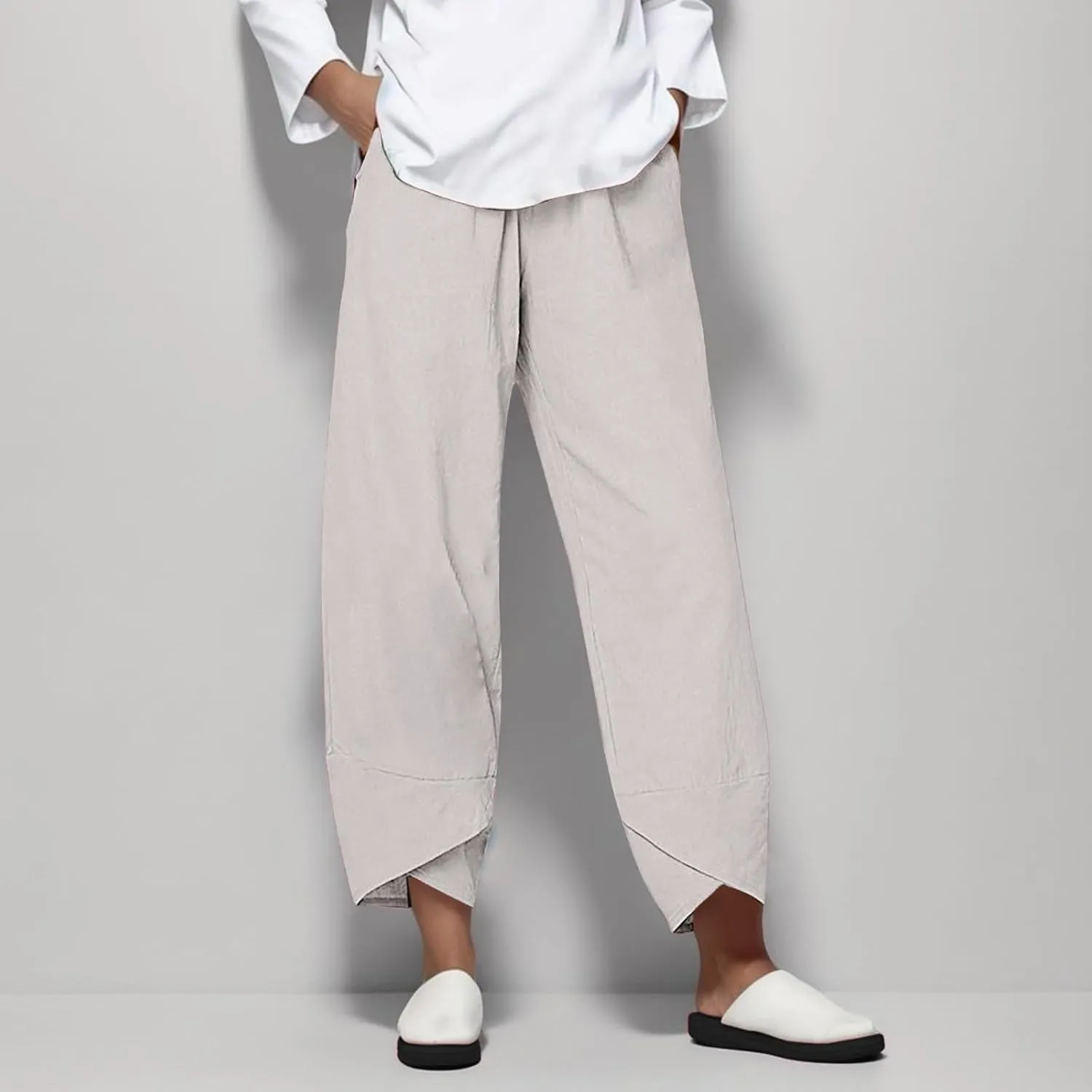 LCMTWX Capris for Women Pockets for Women Casual Stretch High Waisted Yoga Leggings Comfy Wide Leg Pants Womens Pull On