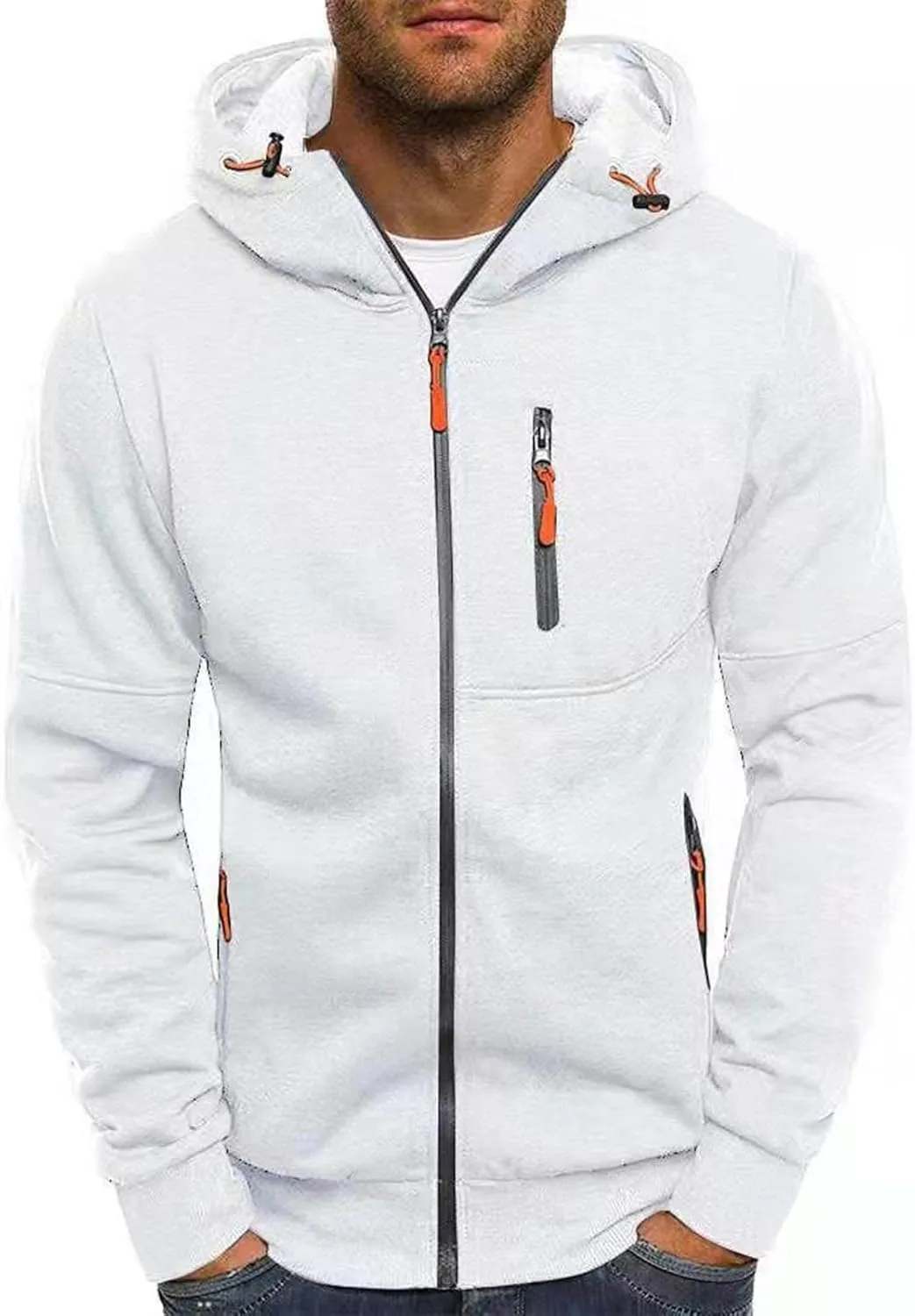 LCMTWX Hoodies for Men Hoodie Splicing Large Size Sweater Jacket Midweight Fleece Sweatshirt Solid Color Sweatshirt With