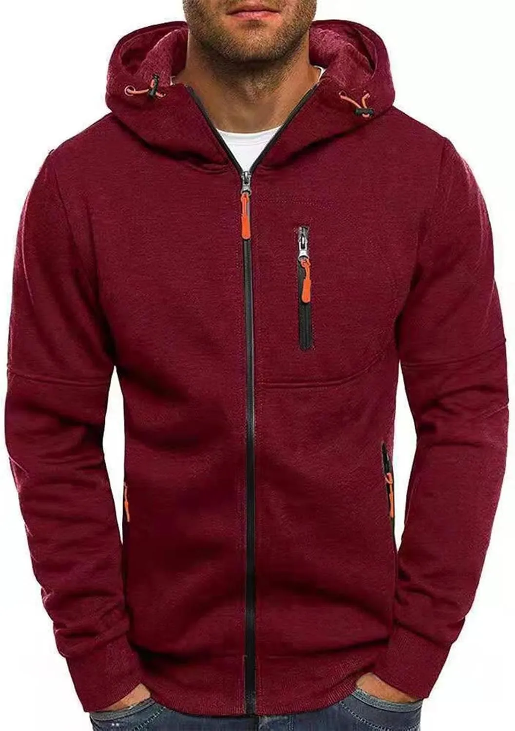 LCMTWX Mens Hoodies And Winter Fashion Coat Jackets Casual Stitching Hooded Zipper Sweater Pullover Hooded Sweatshirt for