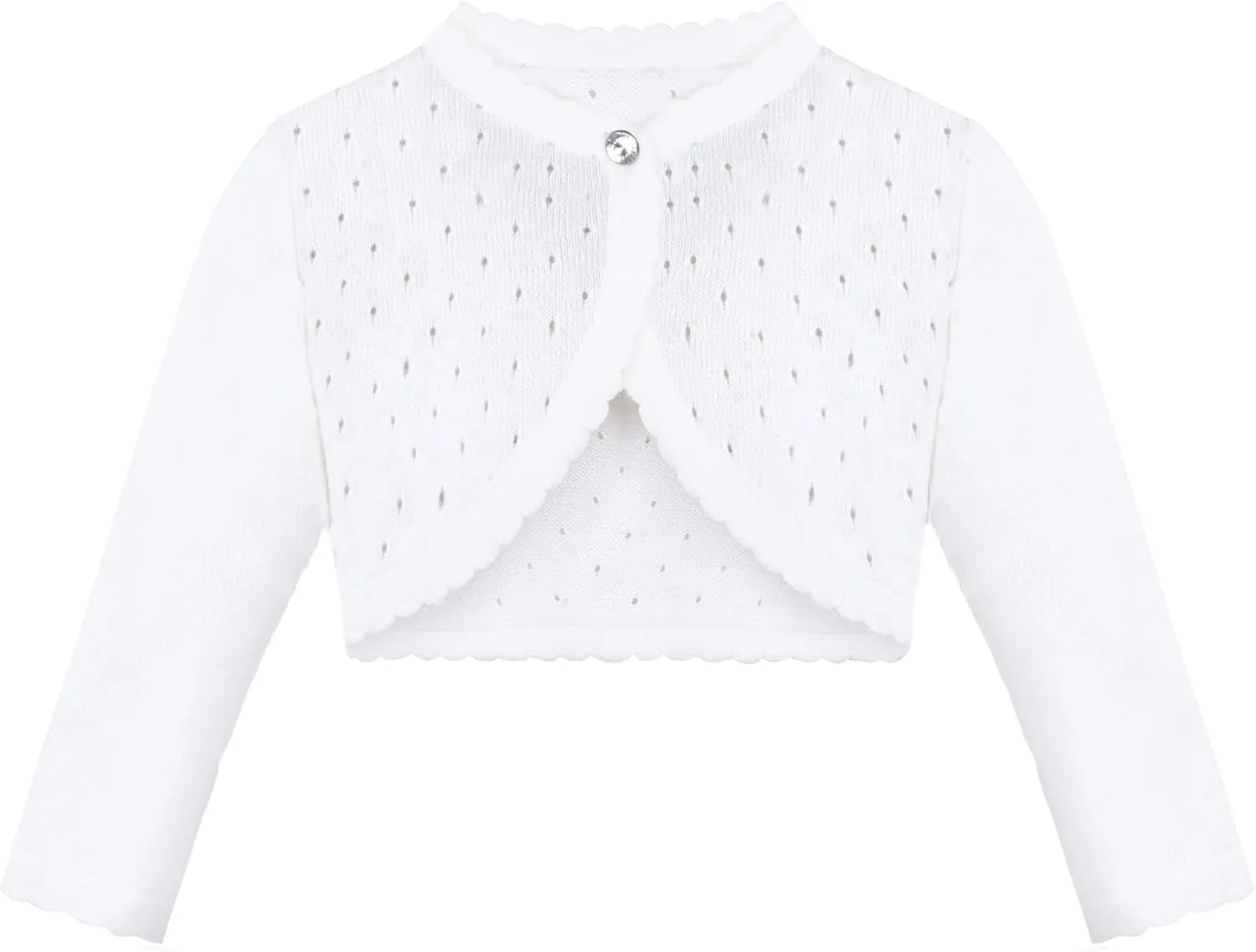 Lilax Little Girls' Knit Long Sleeve One Button Closure Bolero Shrug