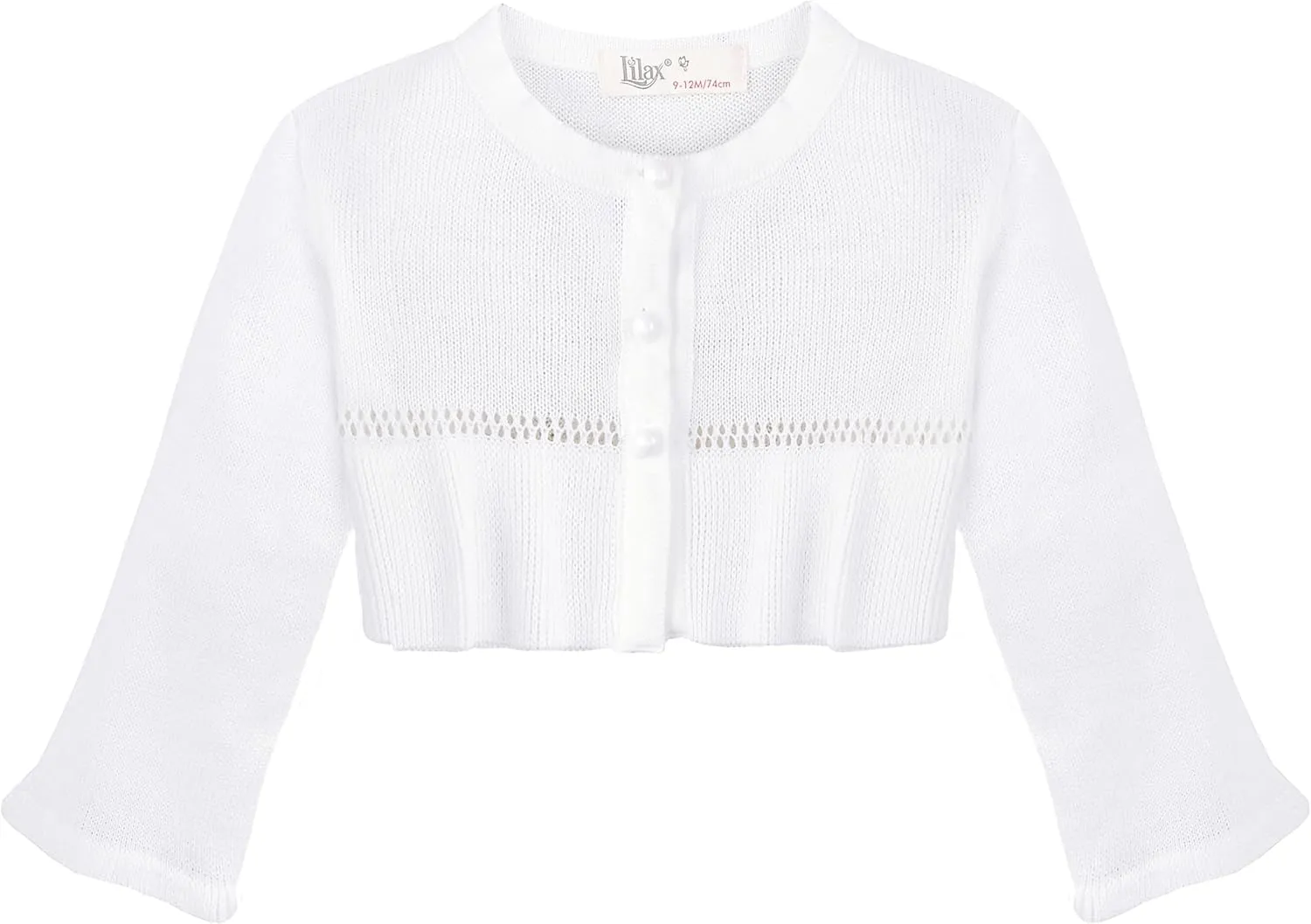 Lilax Little Girls' Knit Long Sleeve One Button Closure Bolero Shrug