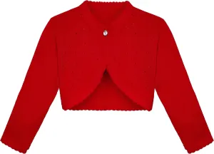 Lilax Little Girls' Knit Long Sleeve One Button Closure Bolero Shrug