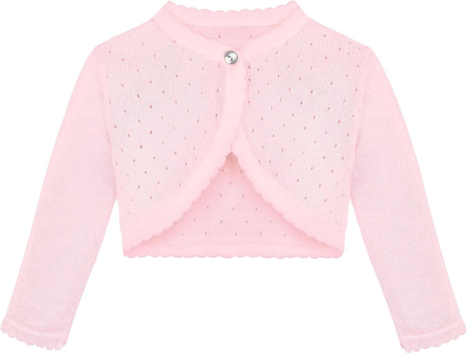 Lilax Little Girls' Knit Long Sleeve One Button Closure Bolero Shrug