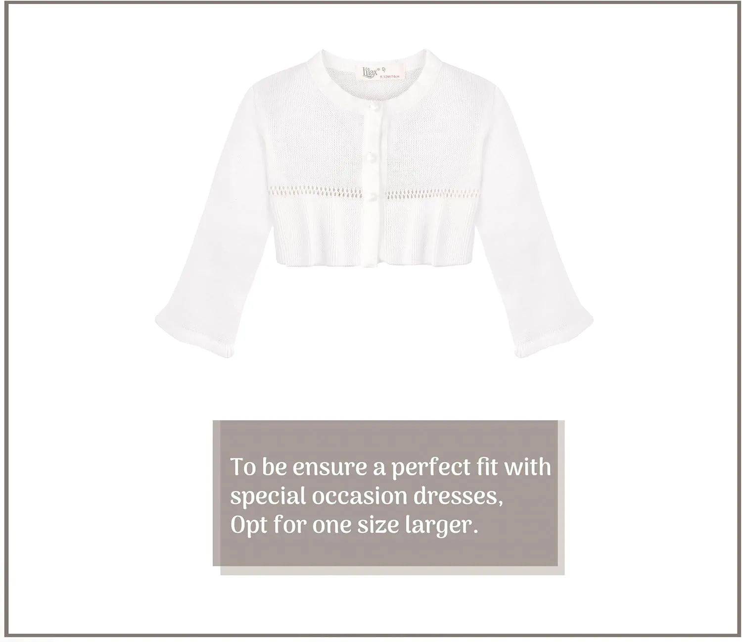 Lilax Little Girls' Knit Long Sleeve One Button Closure Bolero Shrug
