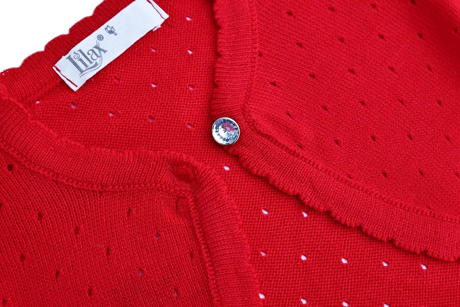 Lilax Little Girls' Knit Long Sleeve One Button Closure Bolero Shrug